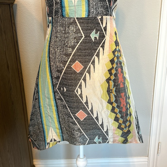 Aryn Kanthropologie Aztec High Low Silk Dress, Size Small - Picture 6 of 17